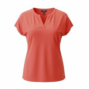 Jones Of New York Split Neck Tangerine Cap Sleeve Top Size M.